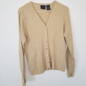 Laura Scott M gold metallic button front cardigan